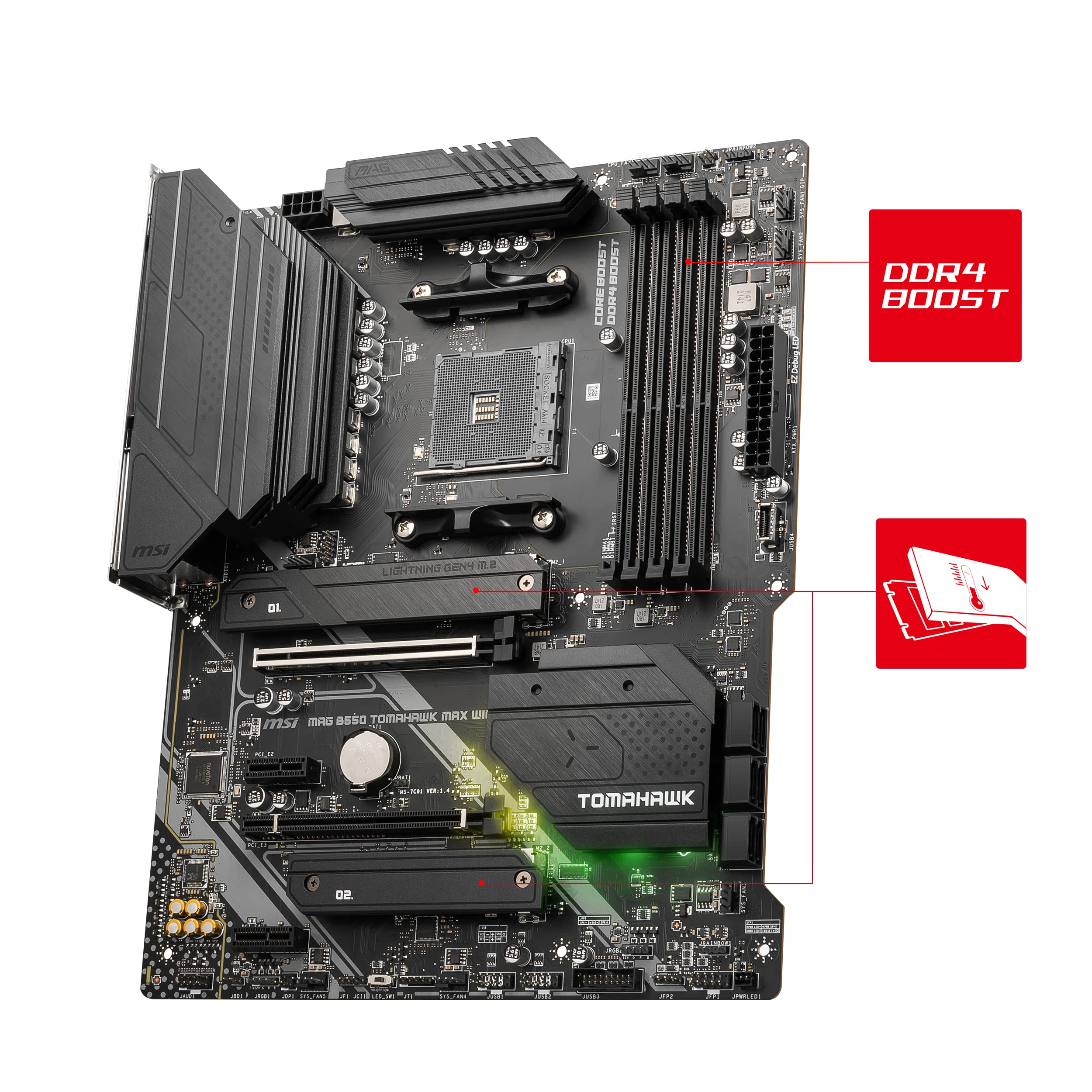 MSI MPG B550 Gaming Plus (ATX AMD AM4 DDR4 M.2 USB 3.2 Gen 2 HDMI ATX Gaming Moederboard AMD Ryzen™ 5000 processors