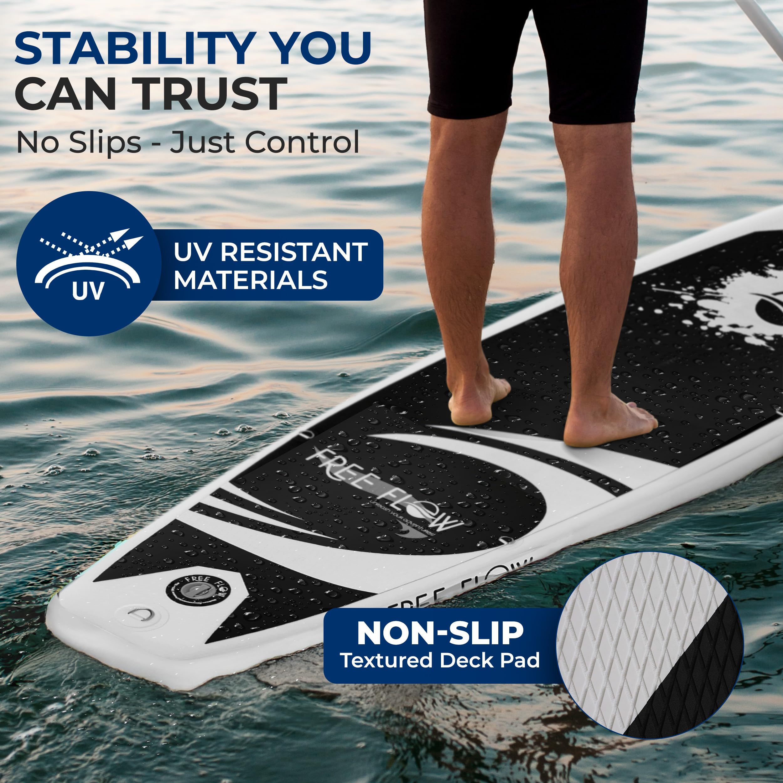 SereneLife Inflatable Stand Up Paddle Board, SUP Board- Paddleboards for Adults & Youth, Surfing Board Kit, 0.63cm Thick Standup Paddleboarding, Non-Slip Deck, Wide Stance, Surf Control w/Backpack