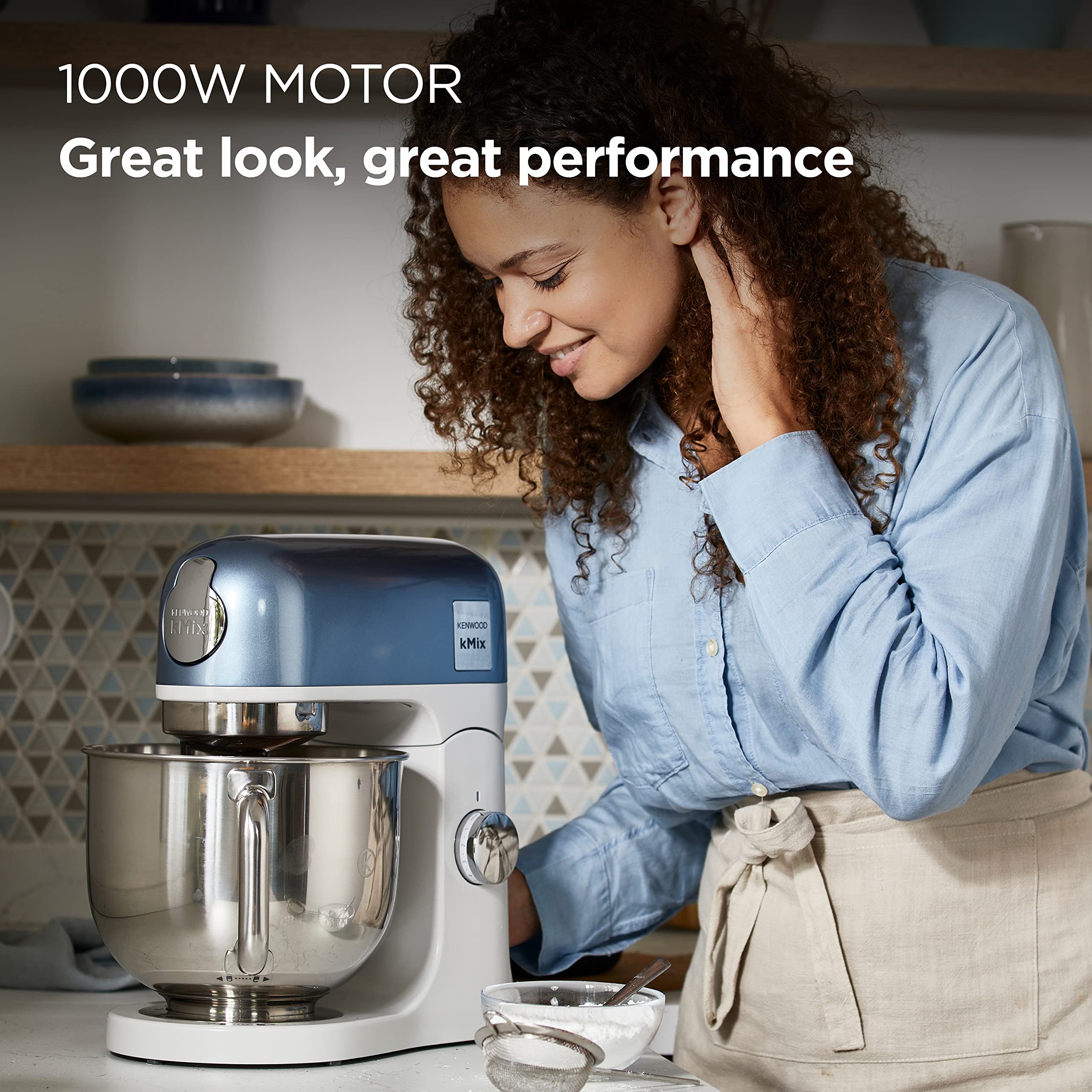 Kenwood kMix Editions KMX760API Kitchen Machine, 5 l Stainless Steel Bowl, Safe-Use Safety System, Metal Casing, 1000 Watts, incl. 3-Piece Patisserie Set and Splash Guard, Apricot Pink