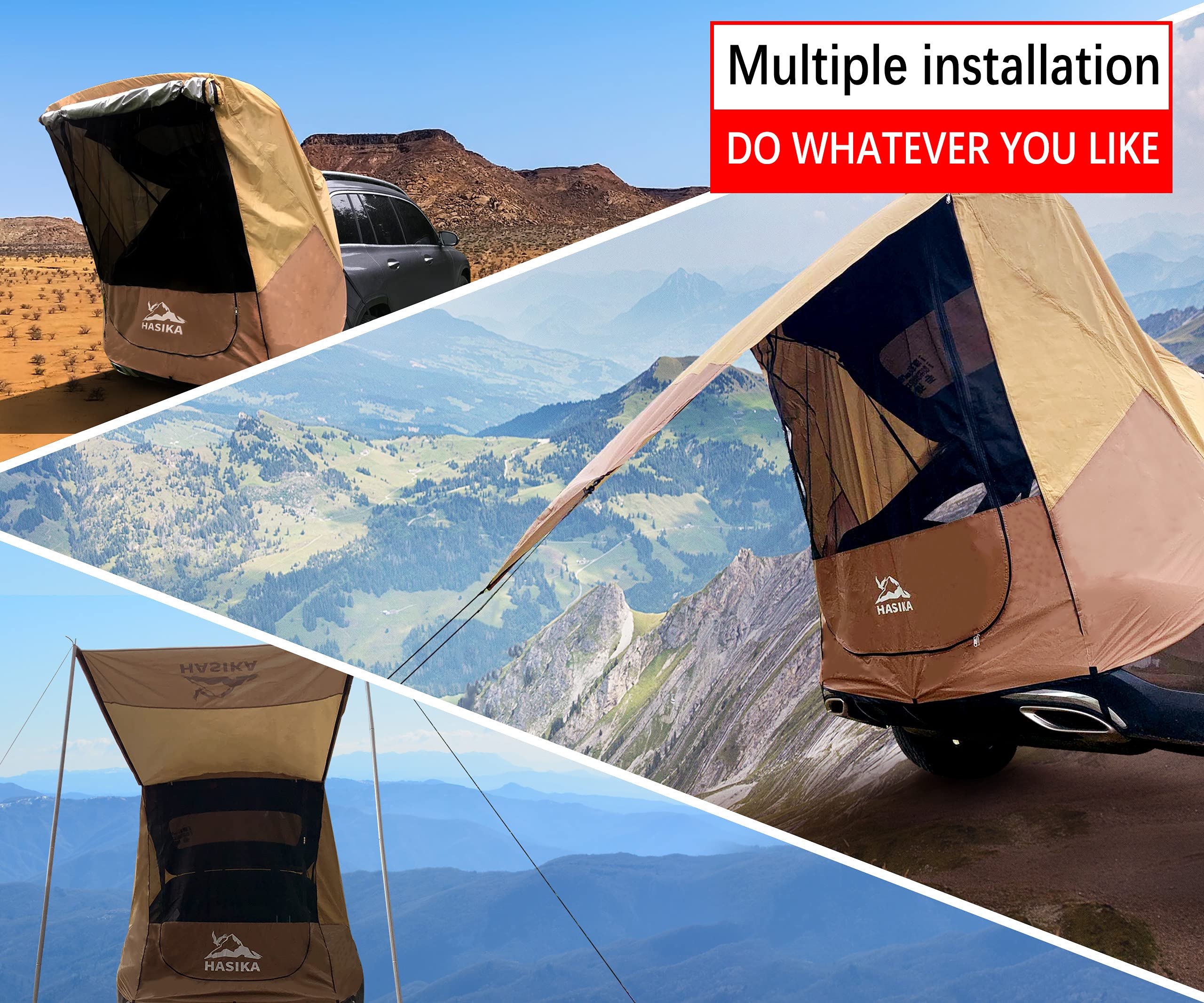 Hasika Camping Tent 2 Person Sun Shade Privacy Shelter Easy Set Up 120 Seconds Waterproof 3000MM UPF 50+ Yellow