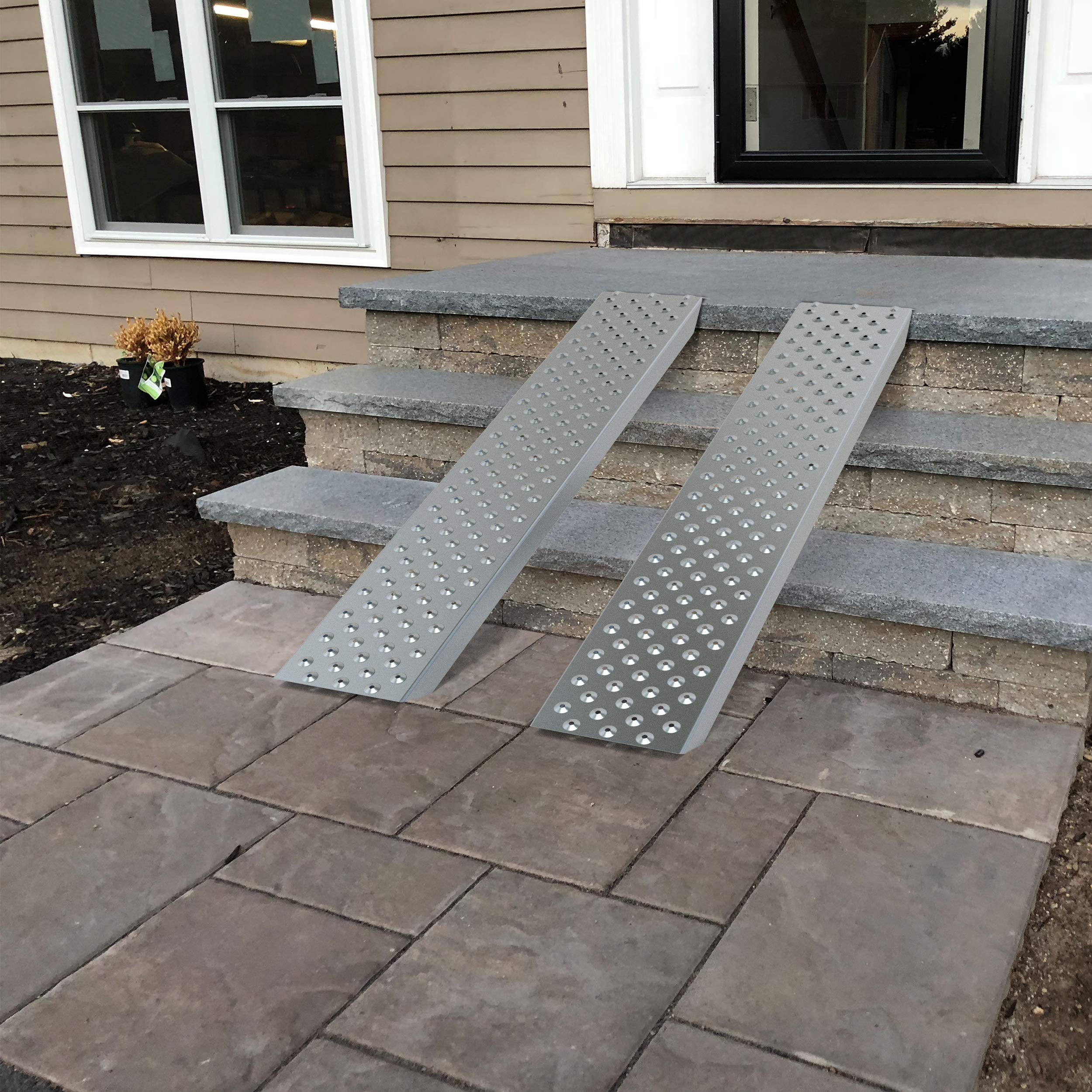 VOUNOT® Loading Ramps, Set of 2 Heavy Duty Steel Ramps, for Van, Lawnmower, ATV, Quad Motorcycle, Capacity 400 kg, 160 x 23 x 5 cm