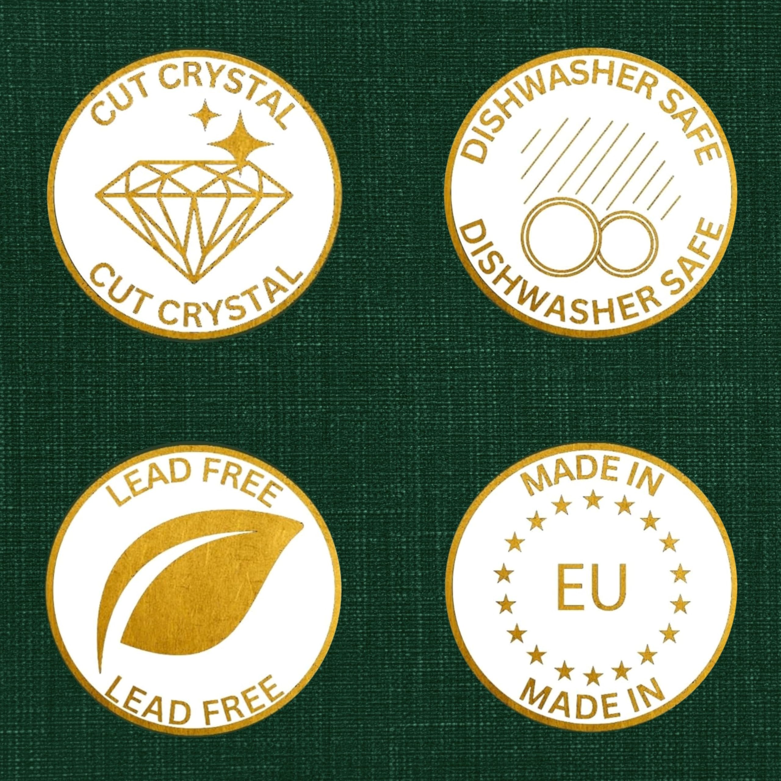 Hemswell Crystal Brandy Glasses Set of 2 - Cut European Crystal Cognac Glasses with Satin Lined Box 250ml - Scotch Port Snifter Goblet - Brandy Gift