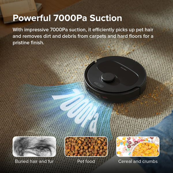 roborock Qrevo S Robot Vacuum Cleaner, 7000Pa Suction, LiDAR & Reactive Tech Obstacle Avoidance, Multifunctional Dock, Auto Mop Washing&Drying, Self-Emptying&Refilling, 10mm Mop Lifting (White)