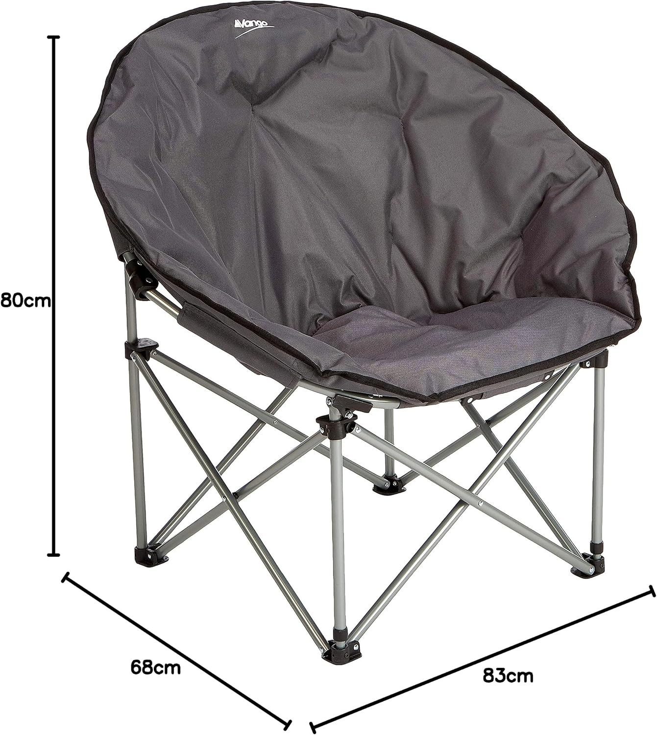 Vango Lunar Moon Chair for Adults (Amazon Exclusive), Extra Spacious, Folding Camping Chair, Heavy Duty Frame, Padded Saucer Shape for Garden, Fishing, Festivals