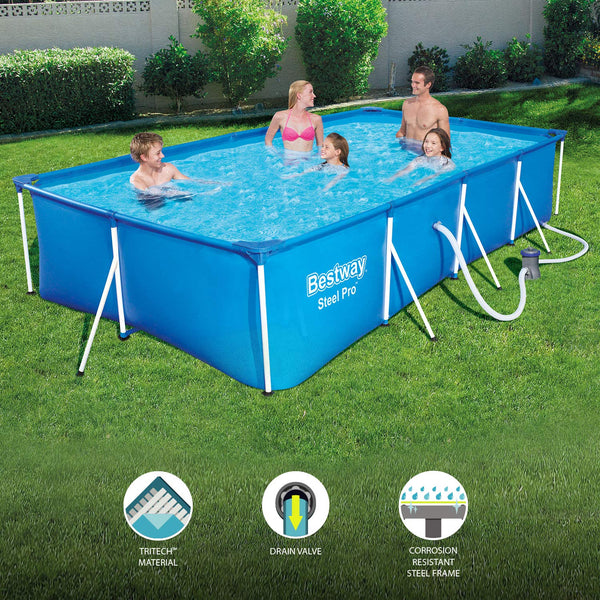 Bestway Steel Pro | Metal Frame Above Ground Pool, Family Outdoor Pool 9.10ft