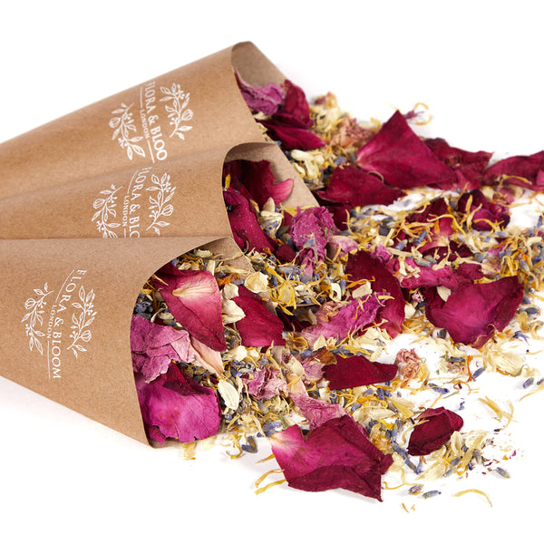 Flora & Bloom Biodegradable Confetti Kit (6 Litres, 48 Guests) | Pre Built Confetti Cones | Dried Confetti Petals | Wedding Confetti Kit | Pop Open