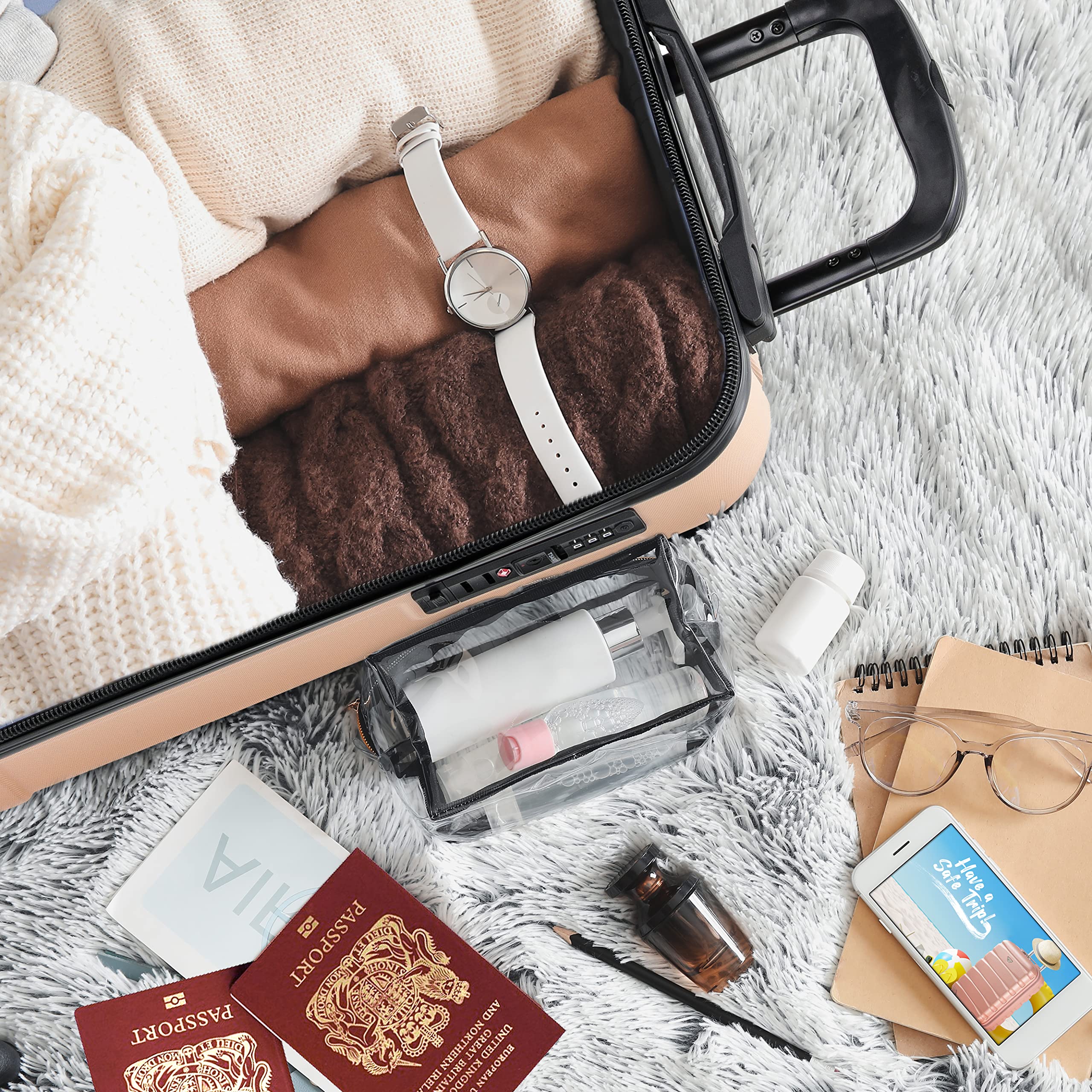 Flight Knight Premium Lightweight Suitcase - Built-in TSA Lock - 8 Spinner Wheels - ABS Hard Shell Check in Highly Durable Luggage - Medium - 67x45x26cm