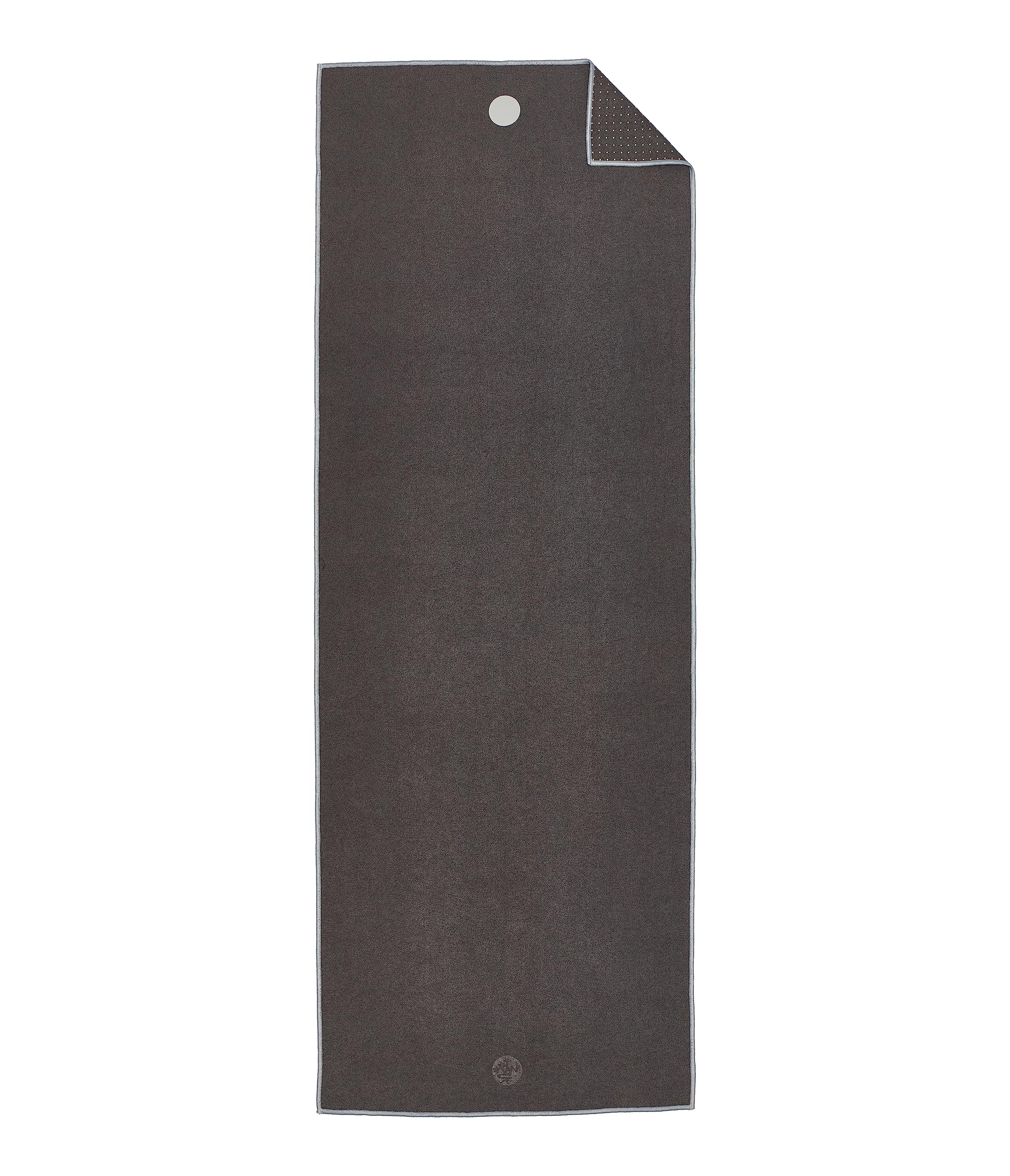 Manduka Yogitoes Yoga Towel for Mat, Non-Slip and Quick Dry for Hot Yoga with Rubber Bottom Grip Dots,Thin and Lightweight, 71 Inches, Grey