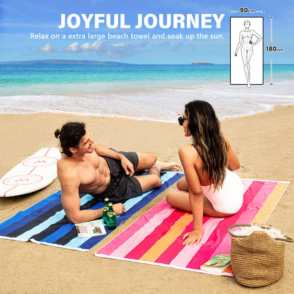 Winthome Beach Towel, Extra Large Microfibre Beach Towel for Adult, Double Sides Sand Free Quick Dry lightweight Travel Swimming Towel(Pink + Green, 90×180cm - 2 pack)