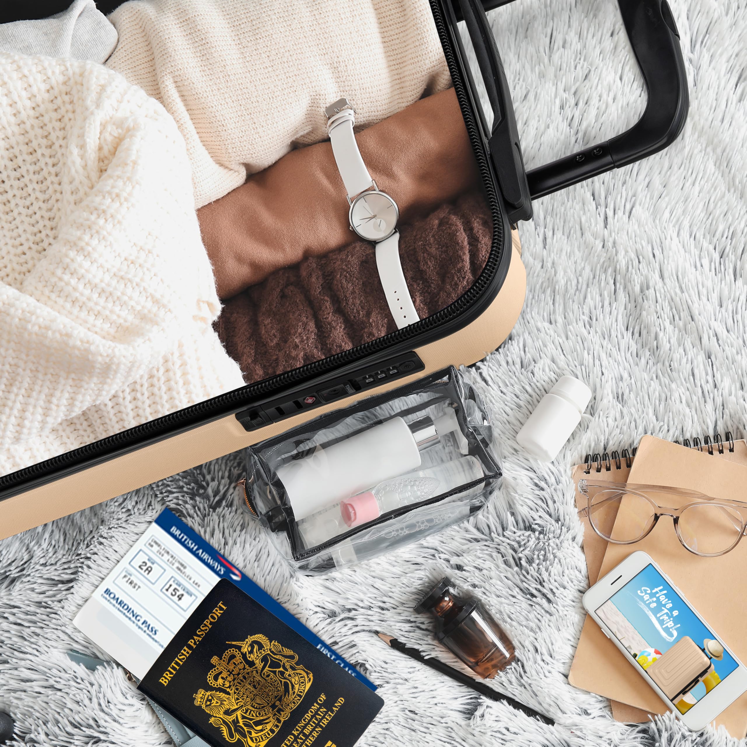 Flight Knight Premium Lightweight Suitcase - Built-in TSA Lock - 8 Spinner Wheels - ABS Hard Shell Check in Highly Durable Luggage - Medium - 67x45x26cm