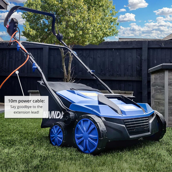 Hyundai 1600W 15'' 38cm Artificial Grass Sweeper Multi-use Brush 45 Litre Collection Bag 5 adjustable sweeping heights 3 Year Warranty