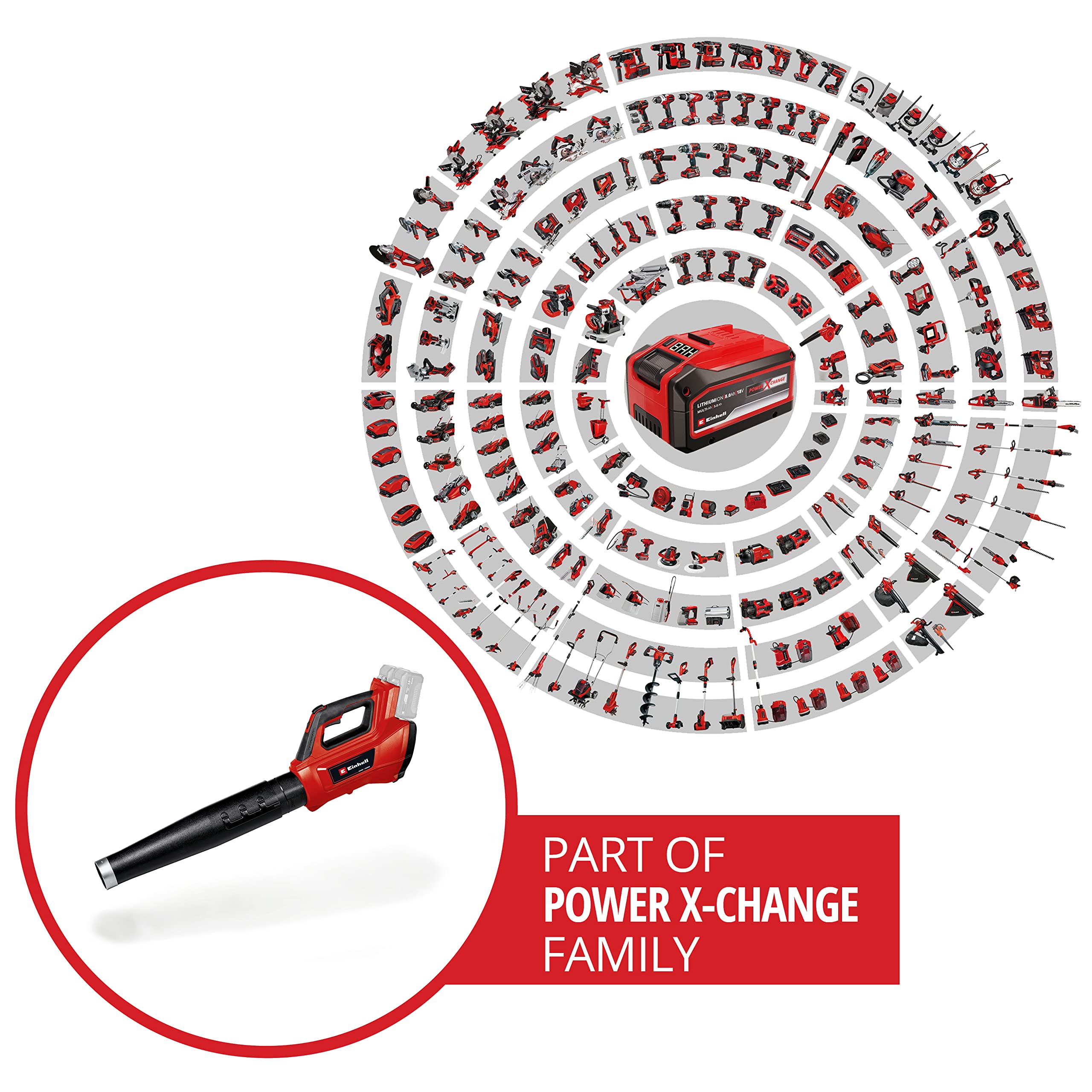 Einhell Power X-Change 36V Cordless Leaf Blower - Powerful (816 m?/h Blow Rate) Garden Blower With Brushless Motor And Turbo Switch - GP-LB 36/210 Li