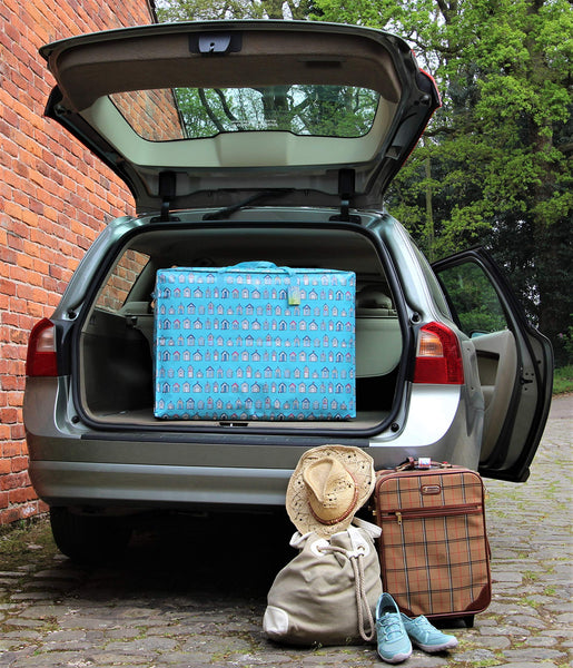 Extra Large Storage Bags Water & Dust Resistant. Double zipped storage bags for toys, laundry, bedding. Underbed Wardrobe Space Saver Blue Beach huts