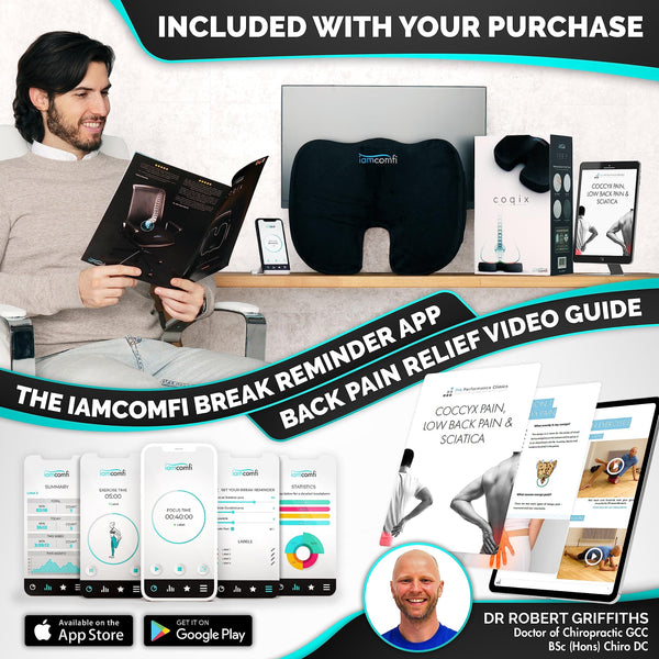 iamcomfi Coccyx Cushion - Firm Hardness - Seat Cushion for Office Chair Desk & Car, Driving - Premium Heat Sensitive & Durable Memory Foam Sitting