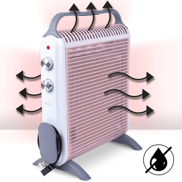 Duronic Electric Heater HV180 WE 2000W Oil Free Radiator Convection Heater Free Standing Radiator Mica Panel Heaters Portable Radiators with Micathermic Panels Convector for Home, Bedroom, Office