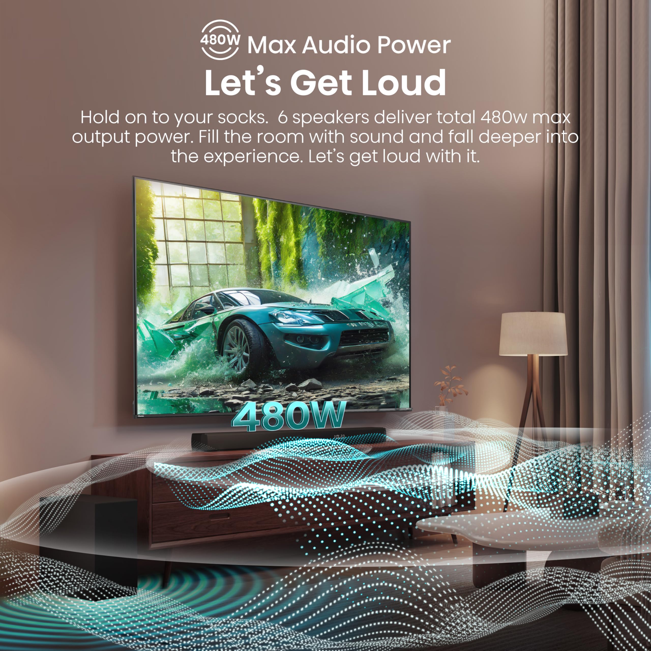 Hisense AX5125H 5.1.2 Channel 500W Dolby Atmos Soundbar with Wireless Subwoofer& Up Firing Speakers& Turly Wireless Rear Speakers