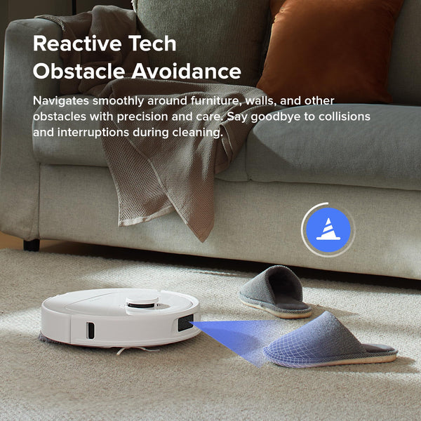 roborock Qrevo S Robot Vacuum Cleaner, 7000Pa Suction, LiDAR & Reactive Tech Obstacle Avoidance, Multifunctional Dock, Auto Mop Washing&Drying, Self-Emptying&Refilling, 10mm Mop Lifting (White)