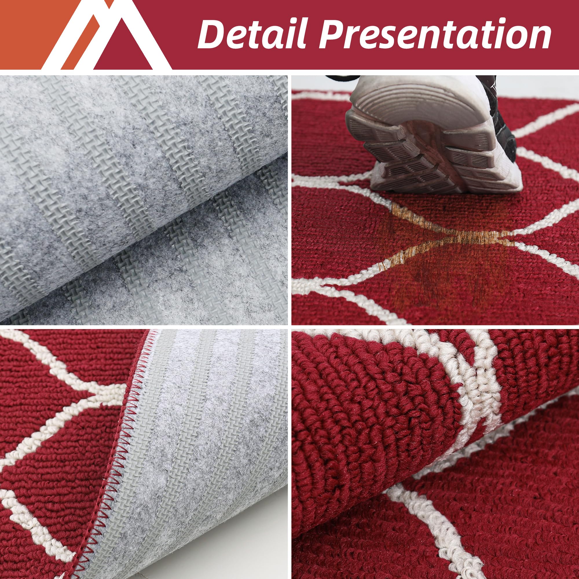 COSY HOMEER Kitchen Mat Rug, 60 x 180cm, Non-Slip Floor Mat Machine Washable Runner for Kitchen, Entryway, Laundry Room, Red