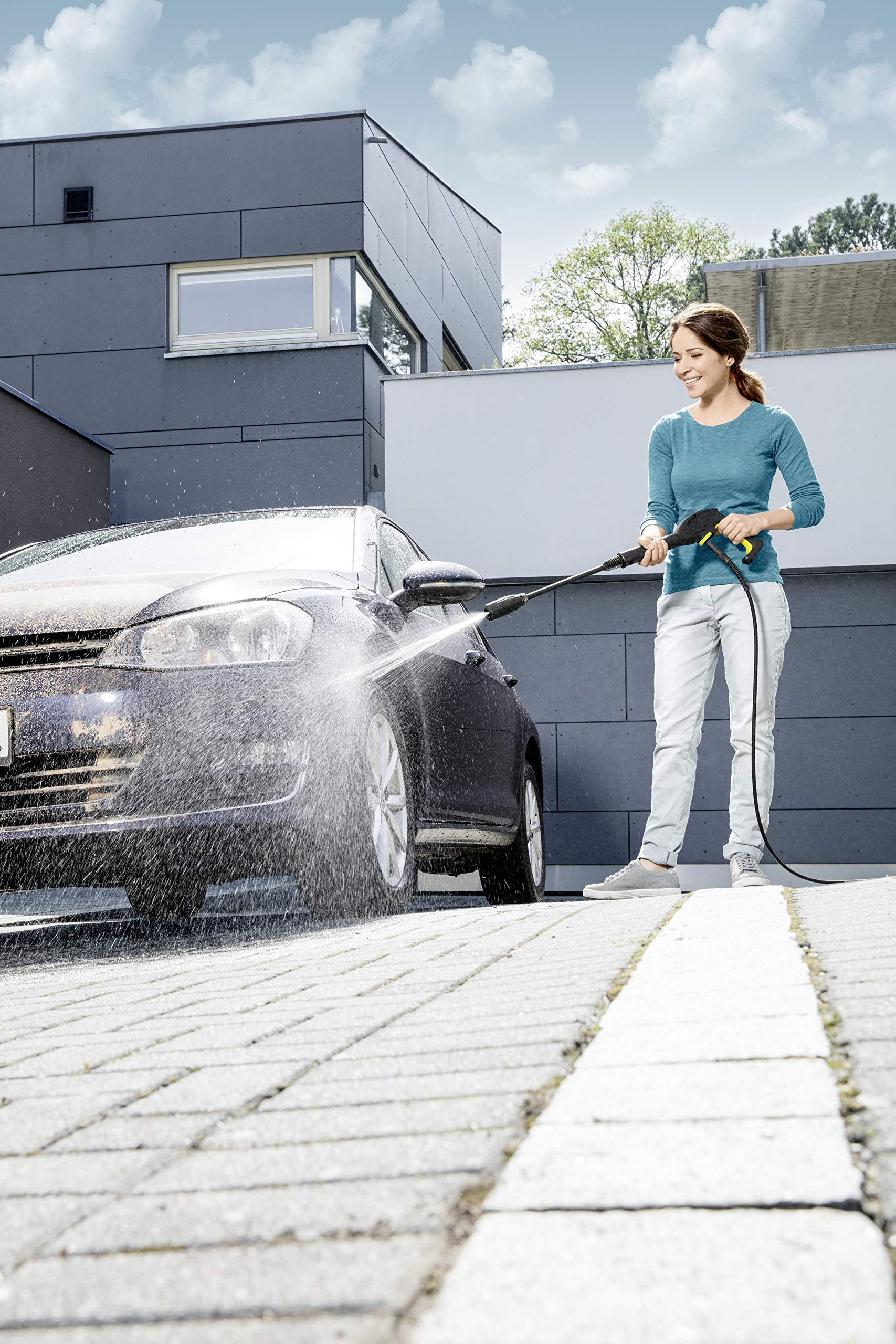 Kärcher K 2 Power Control Home pressure washer, pressure: max. 110 bar, flow rate: 360 l/h, area: 20 m²/h, water filter, weight: 4.0 kg, high-pressure gun, dirt blaster, spray lance, Home Kit