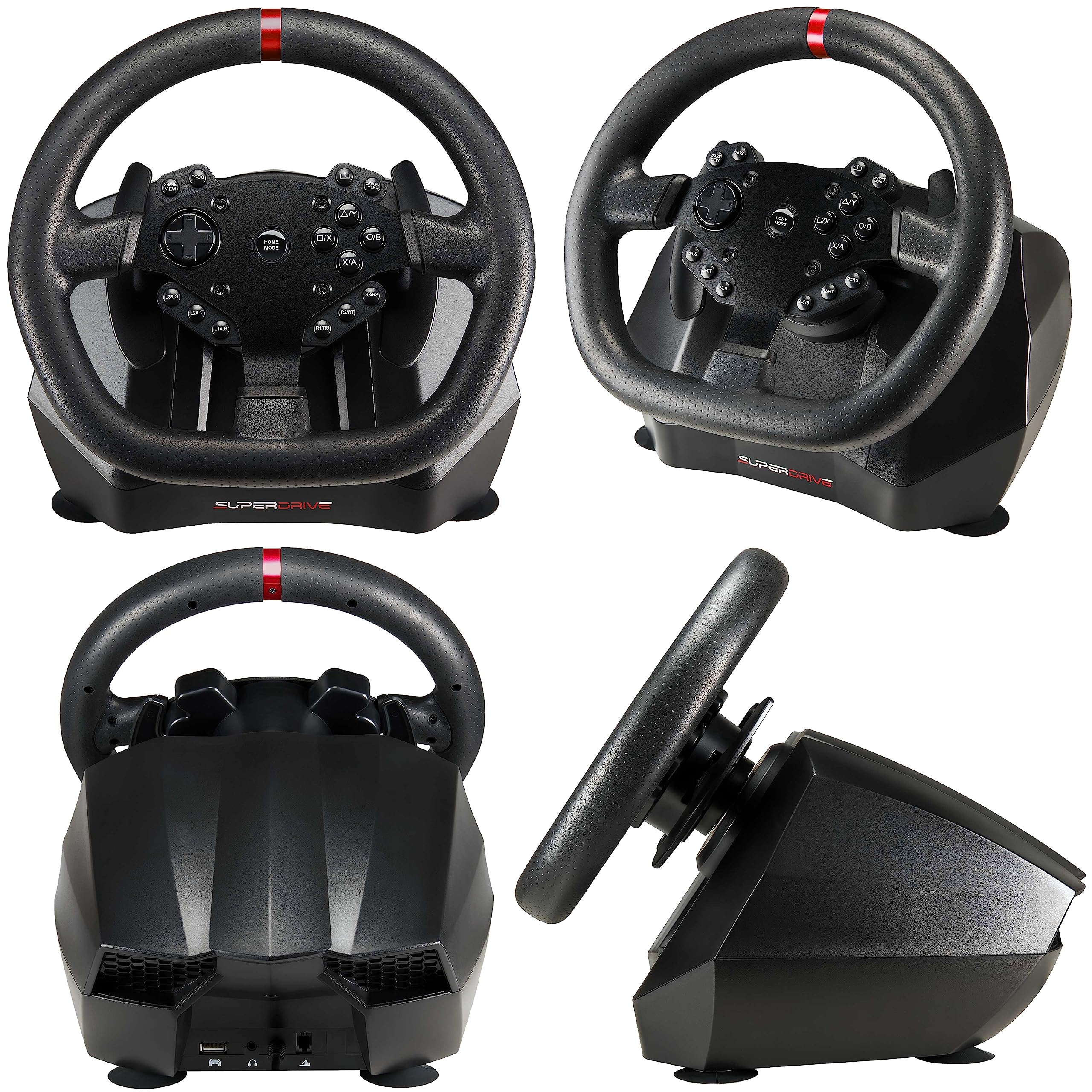 Subsonic Superdrive GS650X racing wheel with manual shifter, 3 pedals, and paddle shifters for Xbox Serie X/S, PS4, Xbox One (programmable)