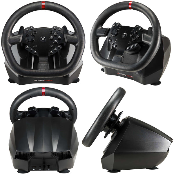 Subsonic Superdrive GS950X 900° racing wheel with manual shifter, 3 pedals and paddle shifters for Xbox Serie X/S, PS4, Xbox One (programmable)