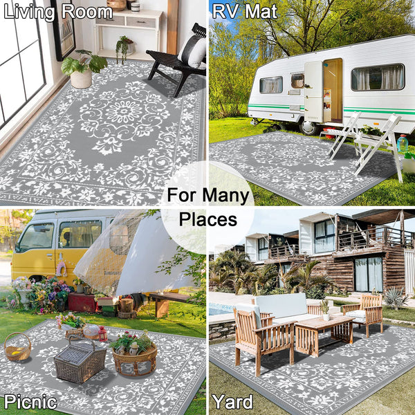 Enyhom Extra Large Outdoor Area Rugs 180 x 270 cm, Waterproof Durable Garden Rug Reversible Camping Rugs Outdoor Patio Rug for