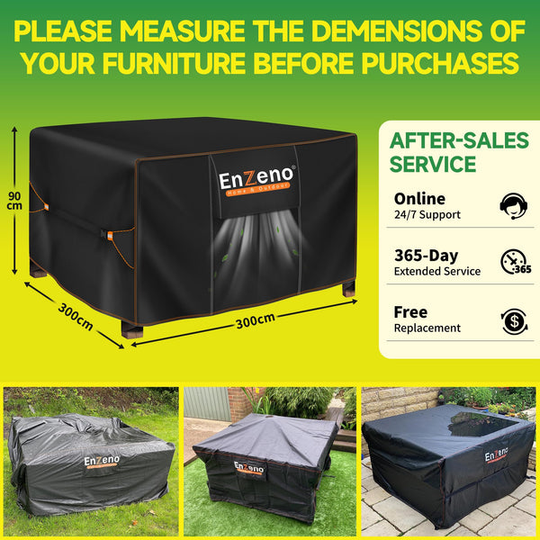 Enzeno Outdoor Garden Furniture Set Covers Waterproof,242x182x100cm Tear Resistant Oxford Fabric Furniture Covers for Outside,Large Patio Set Cover, Garden Table Cover,Windproof, Anti-UV,Rectangular