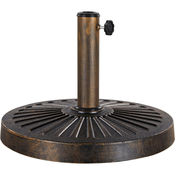 Yaheetech 10kg Patio Umbrella Stand Parasol Base Weight Heavy Duty Garden Parasol Stand Holder Round Iron Umbrella Base Stand Bronze