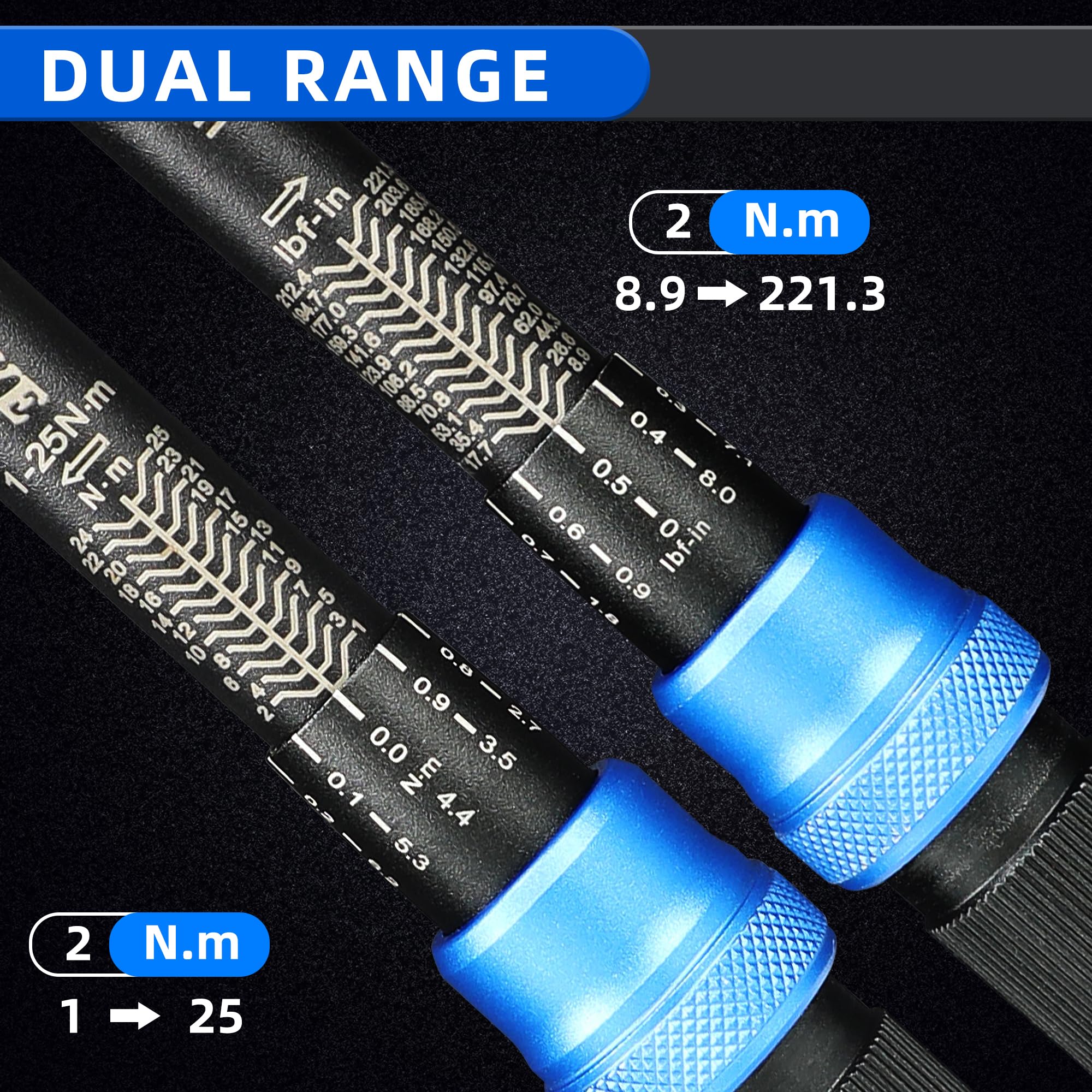 Torque Wrench Set 1/4 5-25Nm, 3/8 20-120Nm, 1/2 40-220Nm, 72 Tooth Dual-Direction Reversible Click Torque Wrenches for Bike Motorcycle, Car, Truck