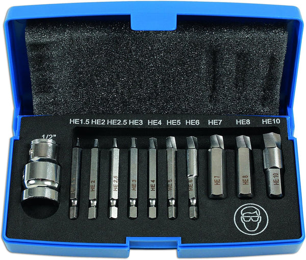 Laser 6845 Damaged Cap Head Bolt/Screw Extractor Set 11pc, silver/metallic