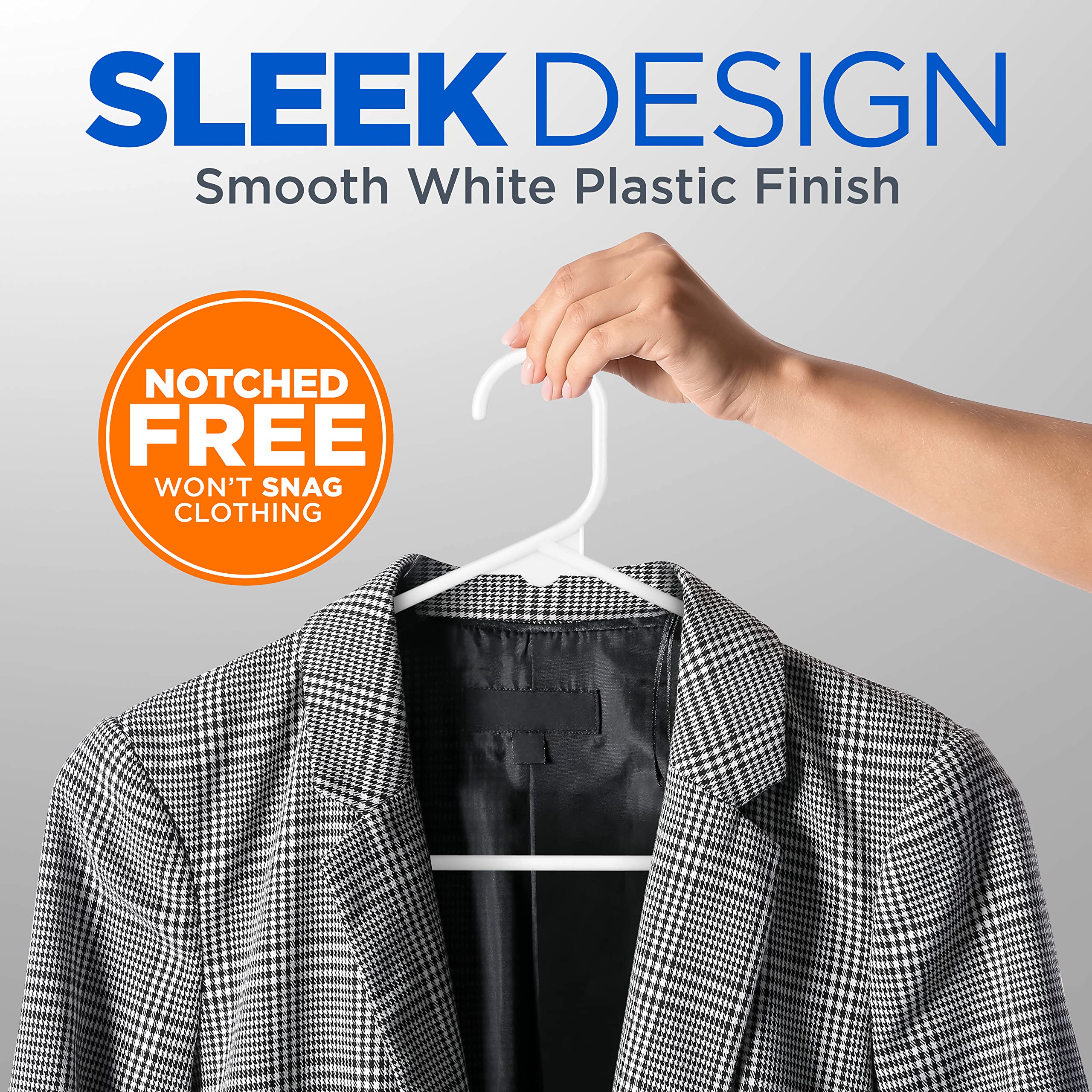 SereneLife, Plastic Coat Hangers, White Plastic Hangers, Plastic Hangers 100 Pack, Heavy Duty Clothes Hangers, Non-slip plastic Hangers for Clothes