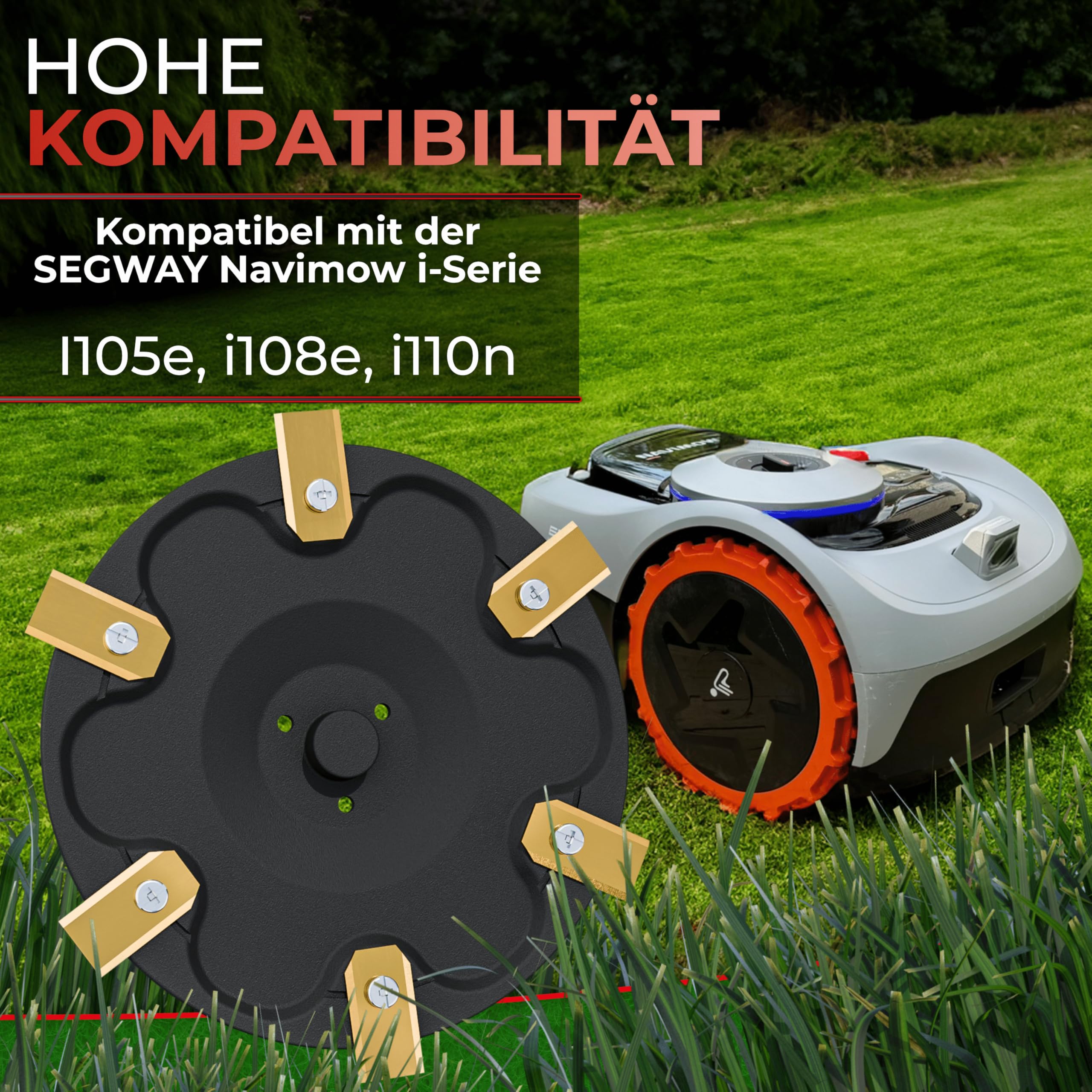 3DHerb 6 Blade Discs Compatible with Segway Navimow Robotic Lawnmower i105E, i108E & i110n - Premium Mower Disc Made of Fibreglass Reinforced Plastic
