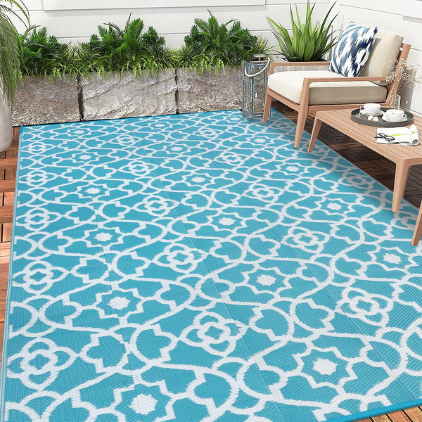 Enyhom Outdoor Rug Waterproof, 180 x 270cm Large Reversible RV Camping Mat, Plastic Straw Rug UV Resistant Garden Rug, Recycled Lightweight Portable