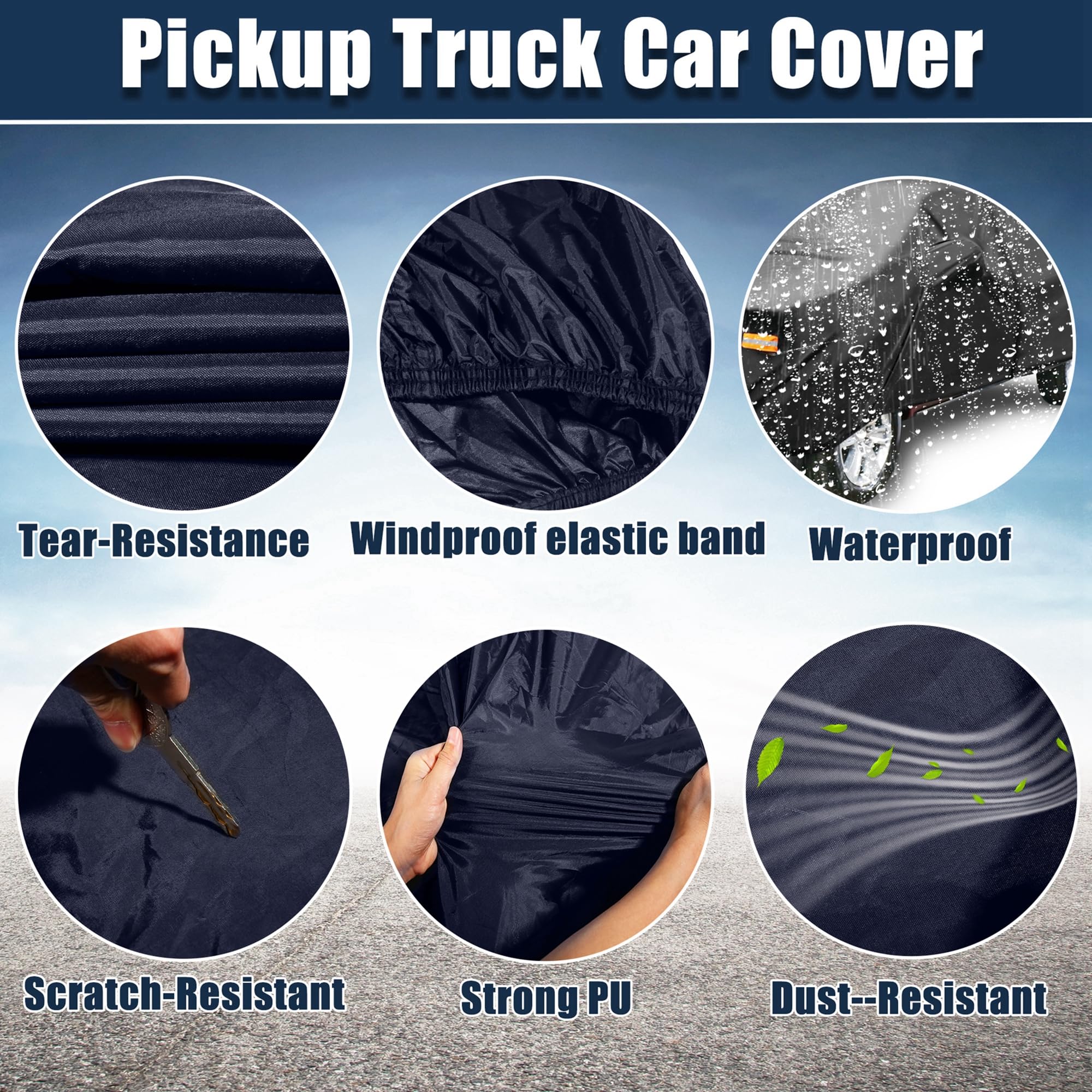 X AUTOHAUX All-Weather Pickup Truck Cover for Toyota Tacoma Crew Cab Pickup 4 Door 6.1 Feet Bed (2005-2021) - Waterproof, UV-Resistant, and Windproof with Left Door Zipper, 190T PU Material