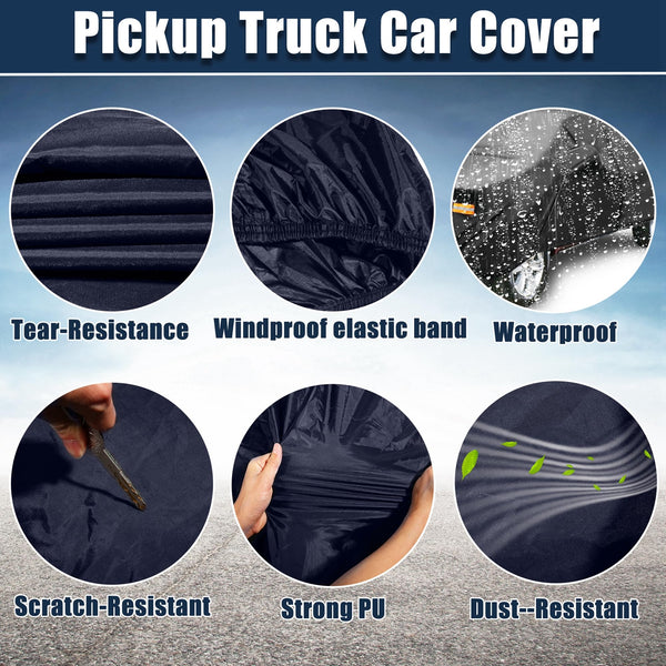 X AUTOHAUX All-Weather Pickup Truck Cover for Toyota Tacoma Crew Cab Pickup 4 Door 6.1 Feet Bed (2005-2021) - Waterproof, UV-Resistant, and Windproof with Left Door Zipper, 190T PU Material