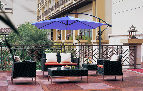 All Seasons Gazebos Ross James premium garden parasol umbrella with crank handle including base weight (Green)