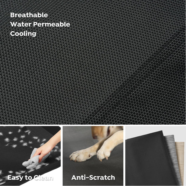 Veehoo Raised Dog Bed, Cooling Elevated Dog Bed for Large Dogs, Black, 119 x 81 x 19 cm (L x W x H), Rectangular, Guardrail, Sloped Headrest, Sturdy Frame Construction, Teslin Mesh