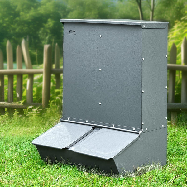 VEVOR Hog Feeder, 3.7 Bushel Capacity, Double Door Pig Feeder, Heavy Duty Steel Piglets Feeder, Multipurpose Trough Creep Feeder, Outdoor Livestock Feeder Farm Accessory for Feeding up to 8 Hogs