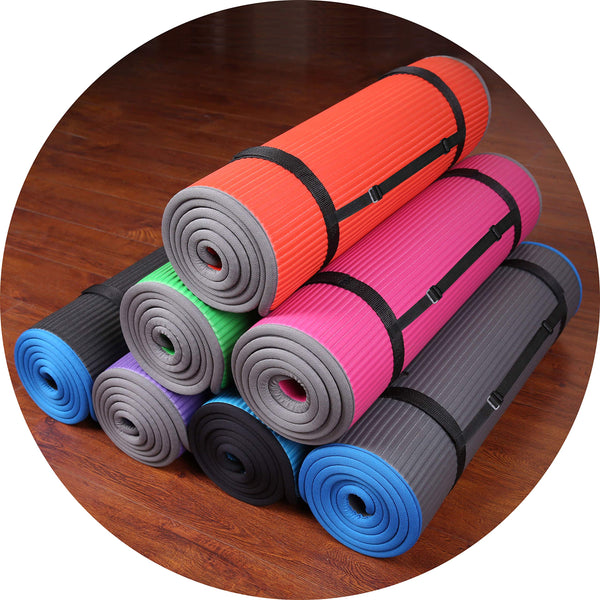 BalanceFrom BFGP-10BLK GoFit All-Purpose 10mm Extra Thick High Density Anti-Slip Exercise Pilates Yoga Mat with Carrying Strap