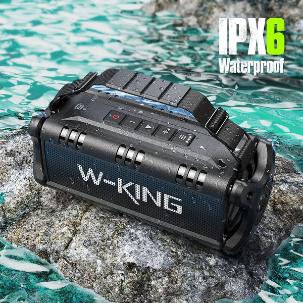 W-KING 90W Max Bluetooth Speaker, IPX6 Waterproof Portable Speakers Wireless Bluetooth, 50W Deep Bass Loud Outdoor Speaker with 40H Playtime/Stereo Pairing/TF Card/AUX/NFC for Home Party,Camping,Beach