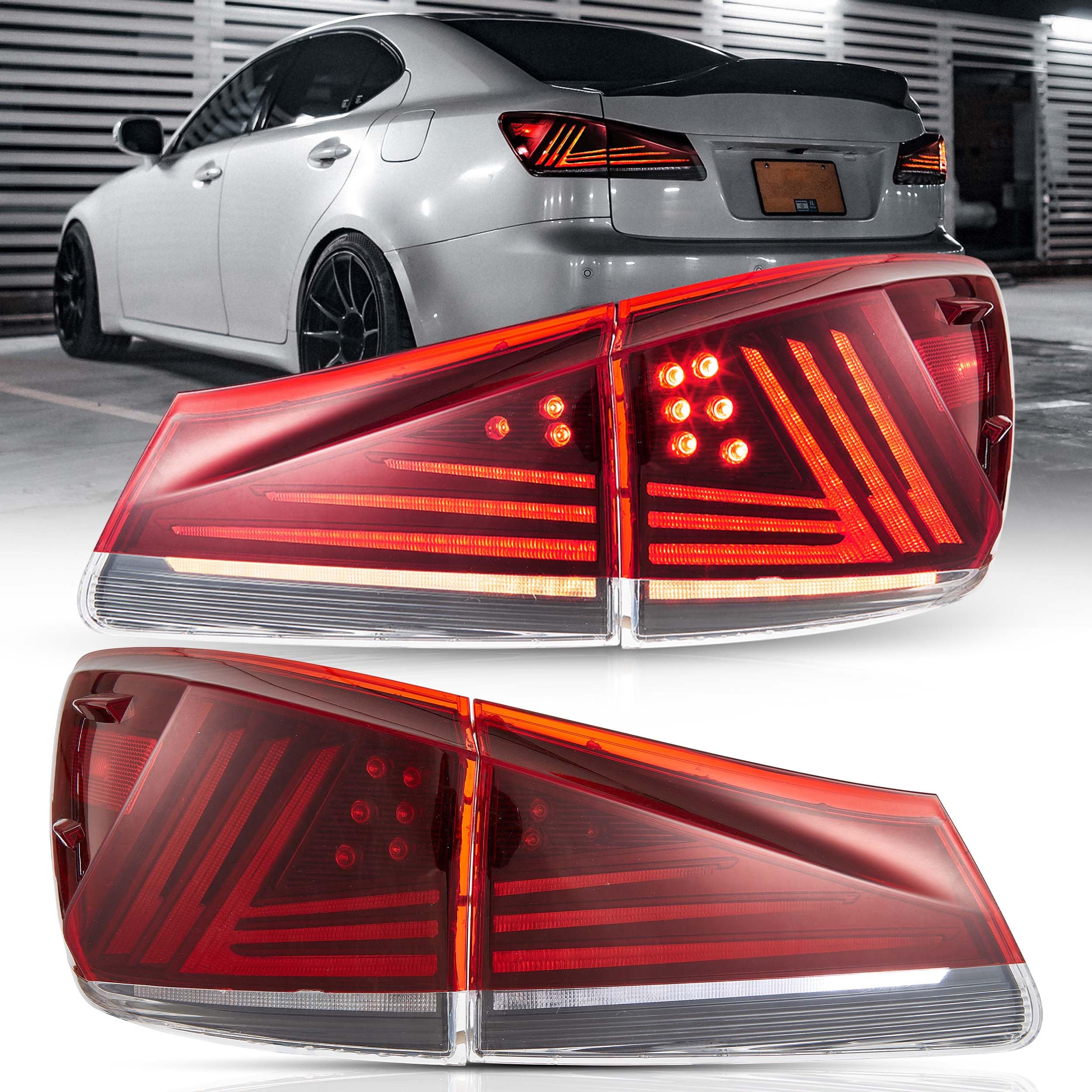 VLAND LED Taillights Fit for Lexus IS250 IS350 2006-2012 Rear Lights withSequential Turn Signal, Smoked