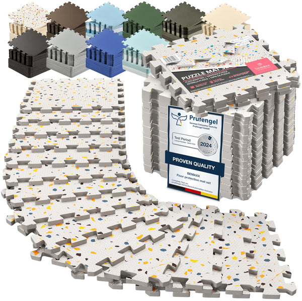 Interlocking Soft Foam Floor Mat - 18 Pieces Protective Gym Flooring Set, Exercise Mats EVA Puzzle Rubber Tiles, Ground Surface Protection Workout Underlay Matting Sports Pool Home Fitness Garage