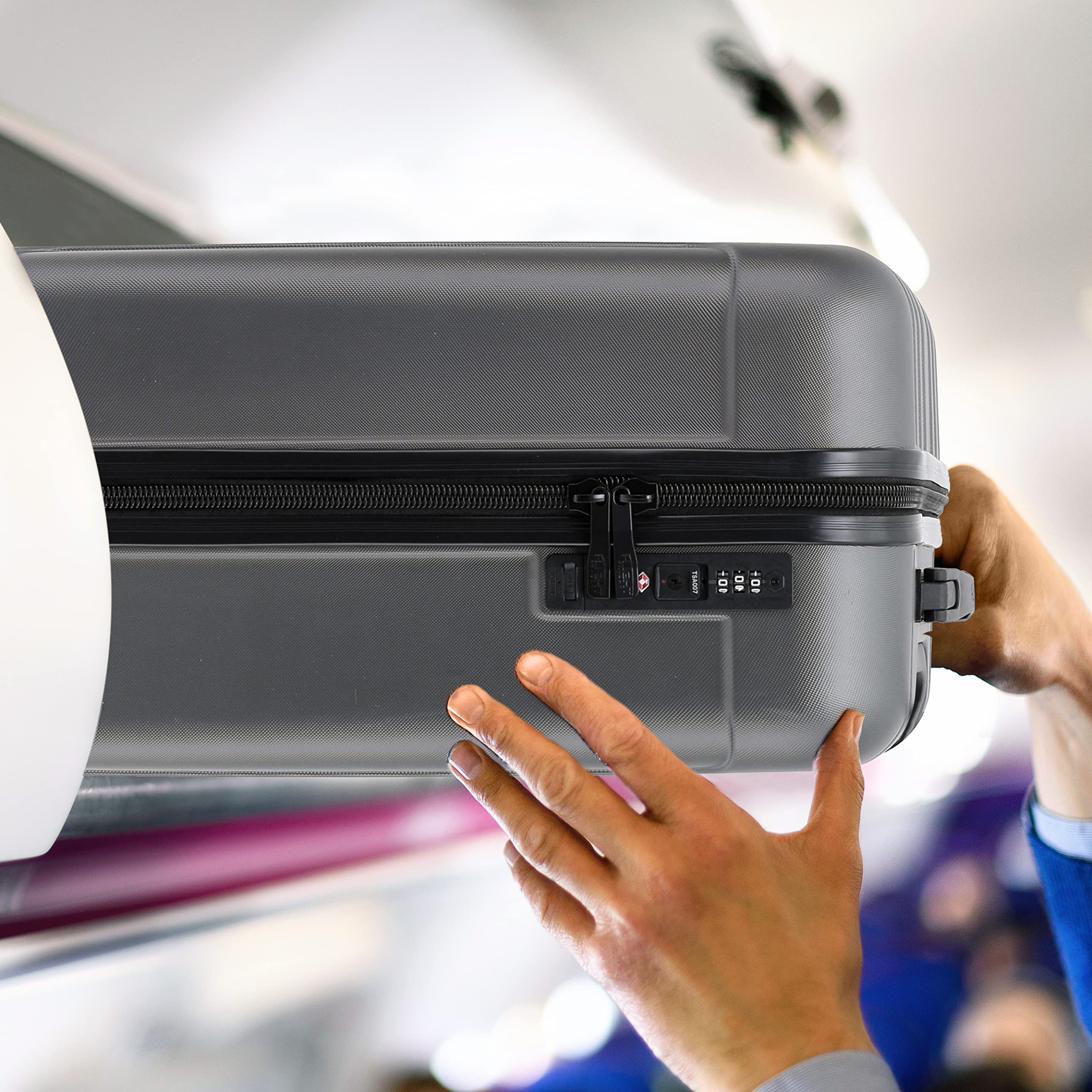 Flight Knight Premium Lightweight Suitcase - Built-in TSA Lock - 8 Spinner Wheels - ABS Hard Shell Check in Highly Durable Luggage - Medium - 67x45x26cm