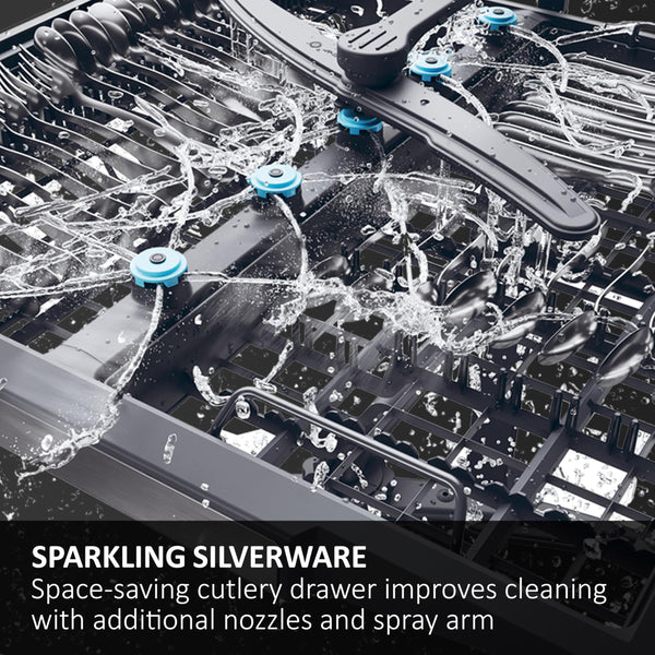 Haier XI1C3TB2FB-80 I-Pro Shine Series 4 Integrated Dishwasher, 11 place Setting, Black Bezel, C Rated