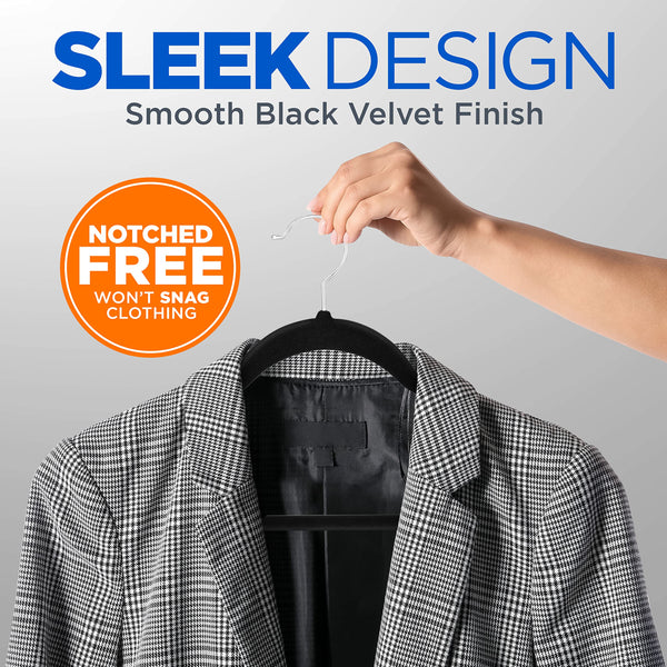 SereneLife Velvet Hangers, Heavy Duty Coat Hangers for Clothes, Non-Slip & Space-Saving, with 360 Swivel Hook, Ultra-Thin, Strong & Stylish, 100