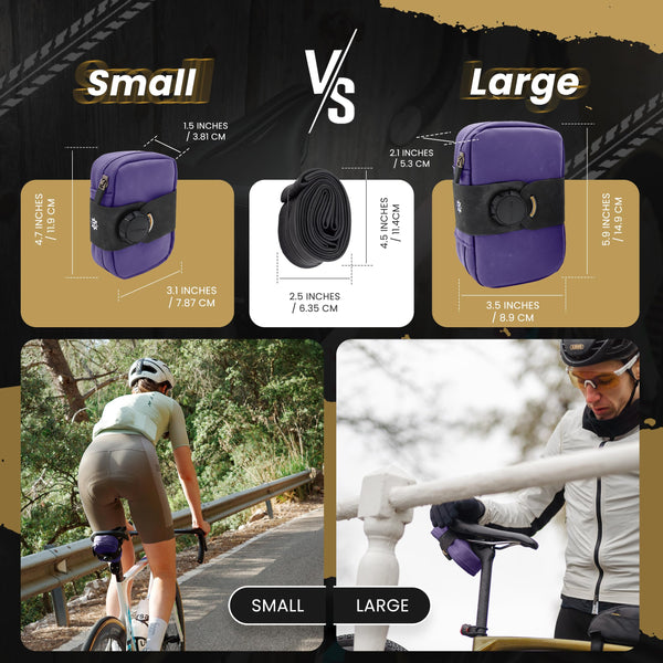 Lumiere & Co. Falcon Magnetic Bike Saddle Bag – 0.69L | 6" x 3.5" x 2" | Sleek Minimalist Brick Design, Fast Magnetic Buckle Attachment | Road Cycling–Specific Bike Seat Bag (Black, Large)