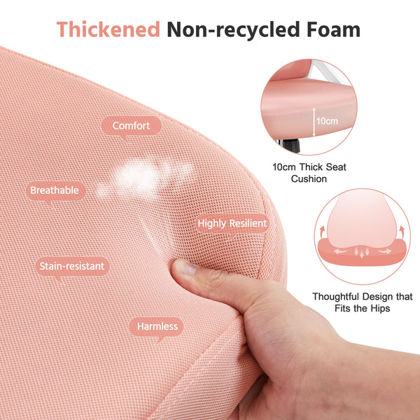 Yaheetech High Back Home Office Chair Ergonomic Swivel Desk Chair with Arms and Height Adjustable Back Support for Home Study or Manager Work White/Pink