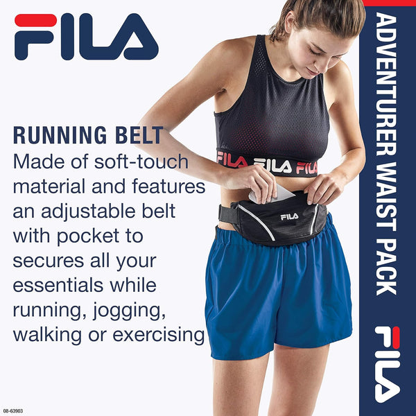 Fila Accessories Waist Pack - Running Belt Fanny Pack | Adventurer Adjustable Sports Pouch Phone Holder for Women & Men | Running, Walking, Cycling, Exercise & Fitness (08-63903)