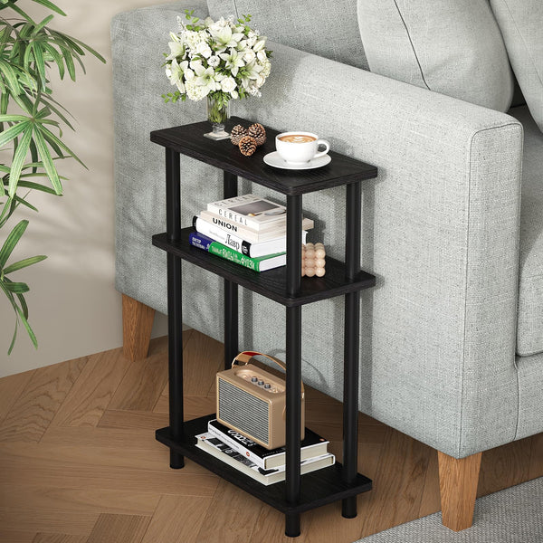 APICIZON Narrow Side Table, Slim Small Table, 3 Tier End Table Living Room, 40x18x61.5cm, Modern Thin Side Tables for Living Room, Bedroom, Sofa,