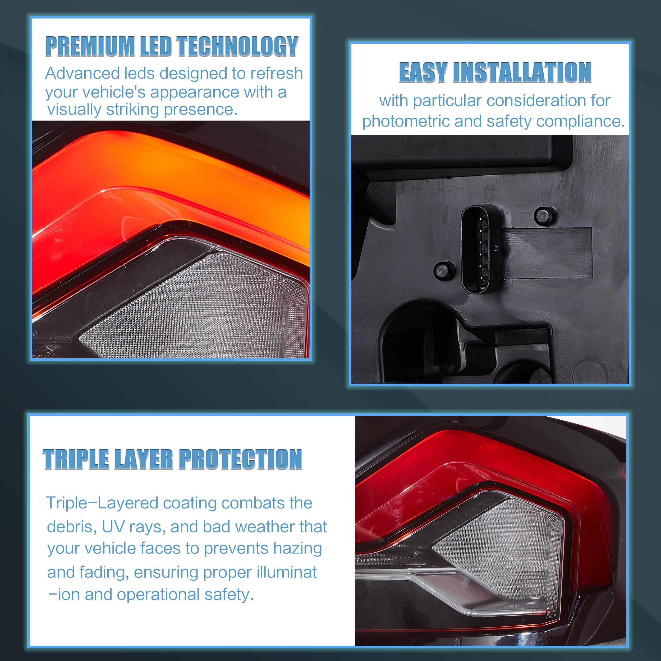 VLAND OLED Rear Lights Compatible with 2013-2018 BMW 3 Series F30 F35 F80 320i 328i 335i Sedan (Not for F31 F34), Tail Lights with Sequential Indicators, E-mark, Red